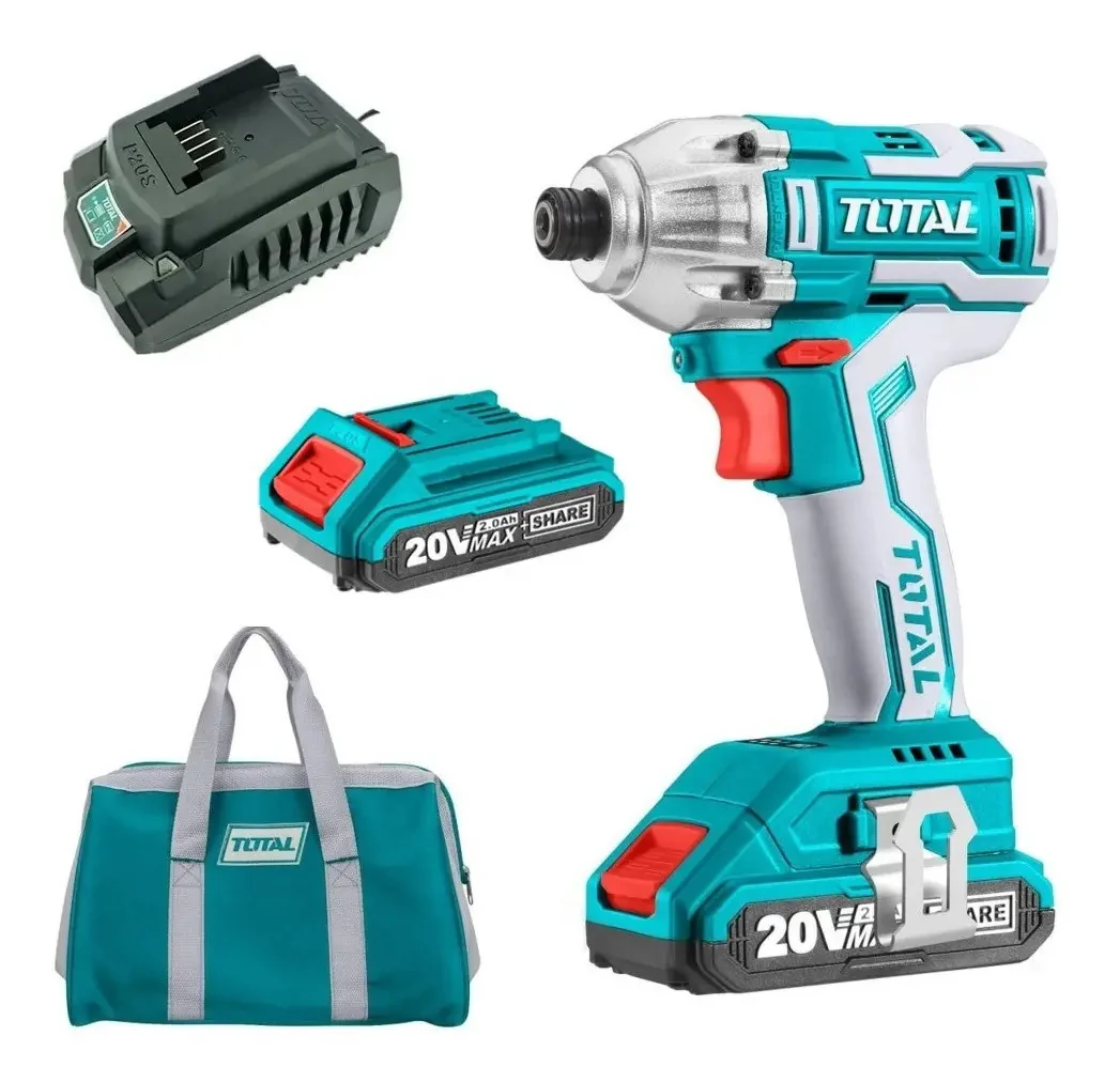 Foto 6 de Atornillador De Impacto Inalámbrico Total 20v Industrial, Brushless Sin Carbones, Encastre Hexagonal 1/4 , 200nm - Con 2 Baterías 2.0ah Litio-ion, Cargador Y Bolso - Tirli2002