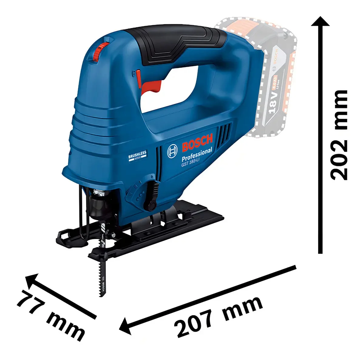 Foto 5 de Sierra a batería Bosch Gst 183-li sin escobillas de 18 V SB