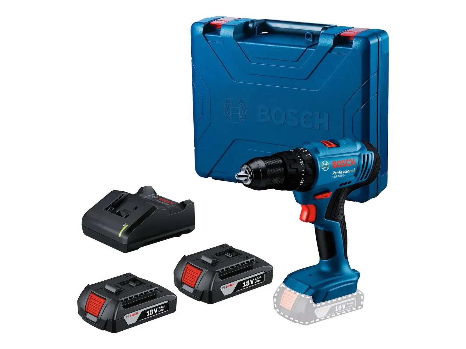 Taladro Percutor Atornillador Bosch Gsb 183-li 2bat+mal Color Azul Frecuencia 24000