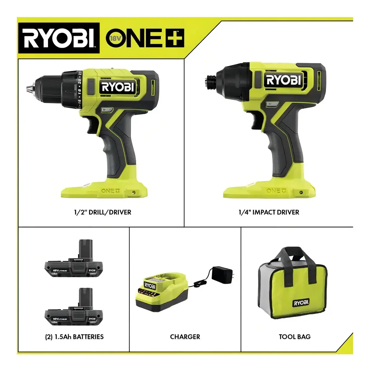 Foto 5 de Ryobi Pcl1200k2 Kit Taladro 1/2 Y Atornillador 1/4 2 Bat